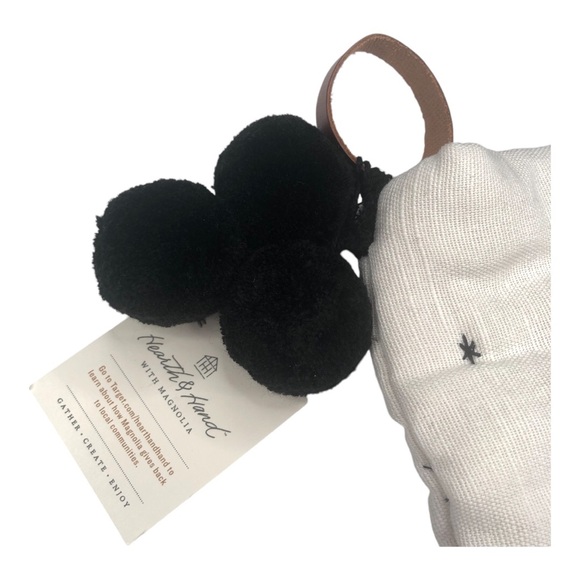 Hearth and Hand Rustic Star Holiday Stocking with PomPoms in White & Black. NWT! - Picture 3 of 4